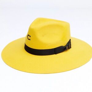 Charlie 1 Horse Yellow Wide Brim Hat with Black Band